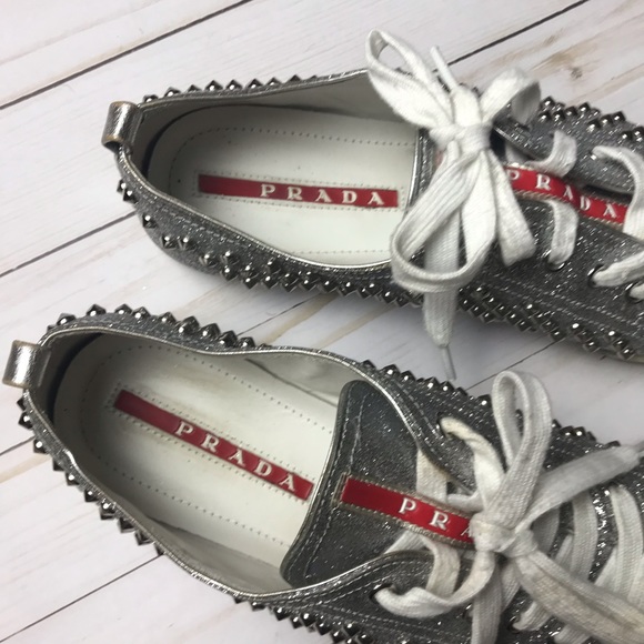 Prada glitter studded sneaker shoe - Picture 4 of 7